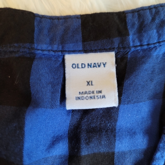 Old Navy blue and black plaid long sleeve blouse size XL - Picture 2 of 6